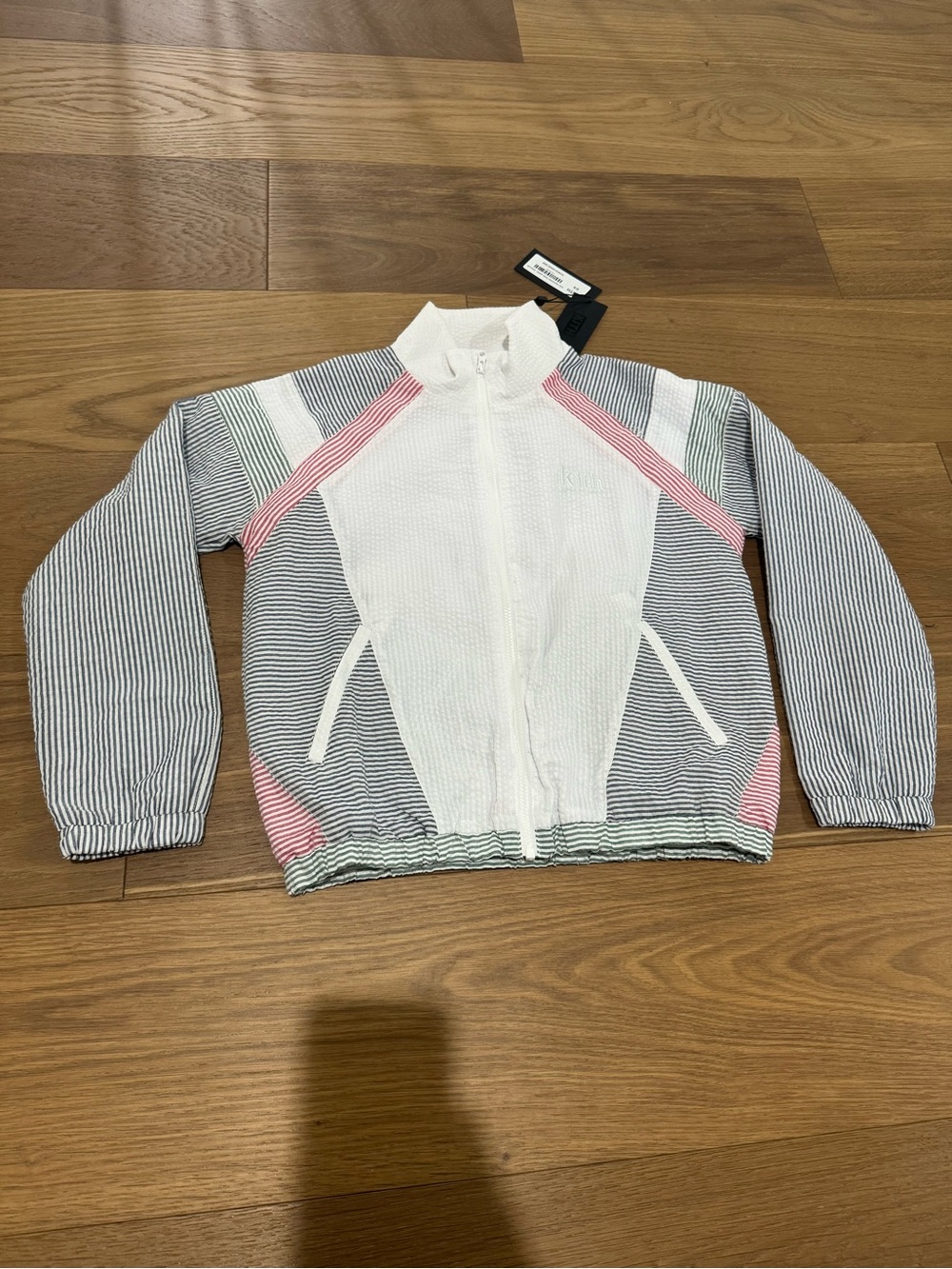Kith White, Pink & Gray Striped Zip-Front Kids Jacket
